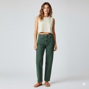 Everlane The Curvy‎ Way High Jean Organic Cotton Green Wash Size 24
